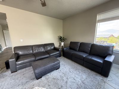 Italian leather gray sofa set