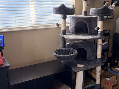 Large Cat Tower And Litter Box Hide