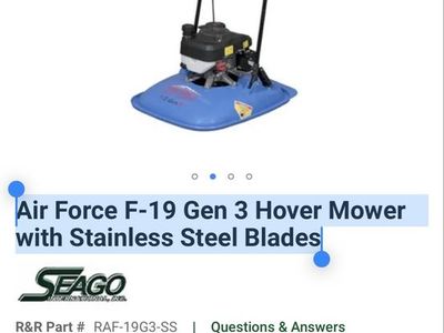 Seago Air Force F-19 Gen 3 Hover Mower Honda GCV160 Stainless Steel Blades
