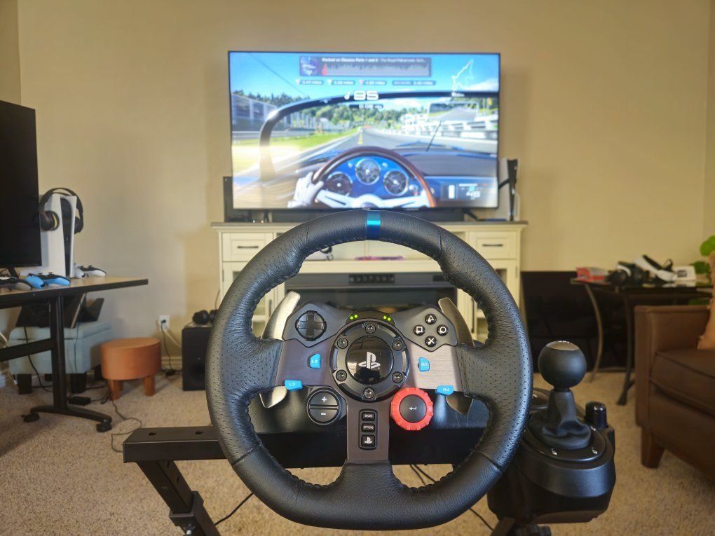 Logitech G29 Driving Force Racing Wheel & Pedals with GT Omega Stand - PS5, PS4, PC