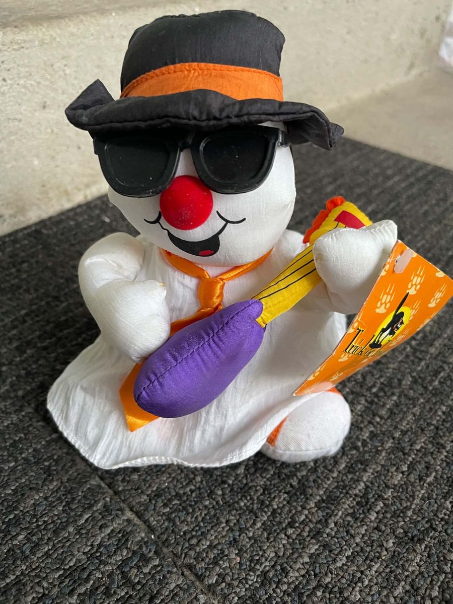 Plush Snowman Toy with Sunglasses and Guitar