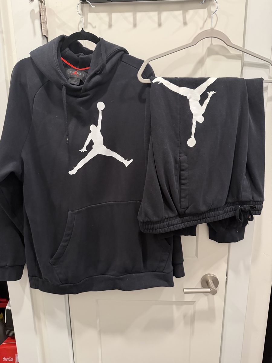 Air Jordan Black Jumpman Fleece Tracksuit Set - XXL Hoodie & L Sweatpants