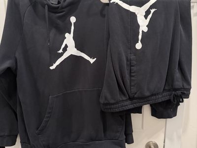 Air Jordan Black Jumpman Fleece Tracksuit Set - XXL Hoodie & L Sweatpants