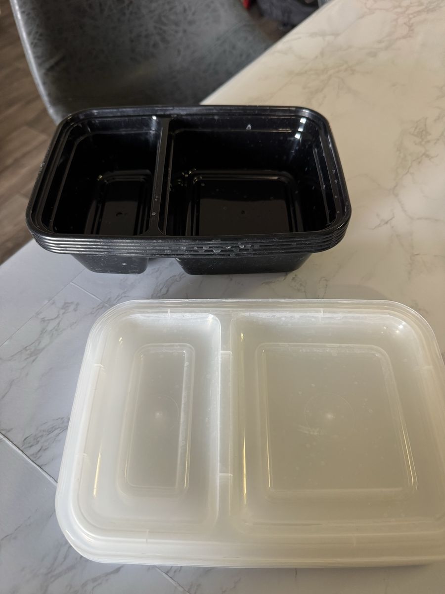 2-Compartment Meal Prep Containers with Lids - Stackable Food Storage (Set of 5)