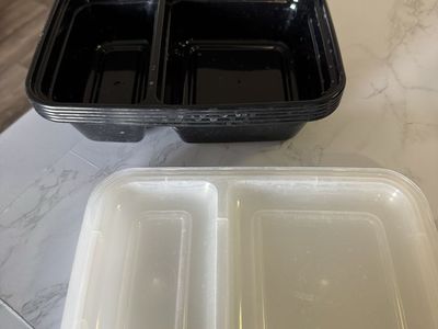 2-Compartment Meal Prep Containers with Lids - Stackable Food Storage (Set of 5)
