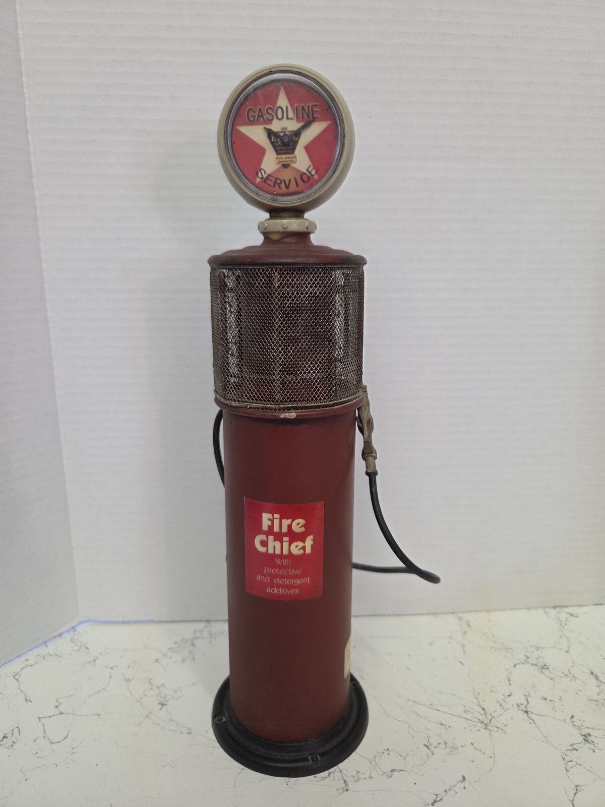 Fire Chief Metal Gas Pump Vintage W/CLOCK and Second hand COIN BANK