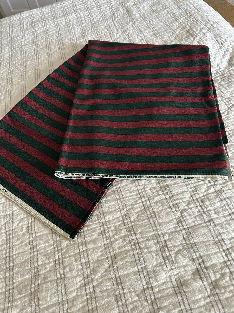 Beautiful Maroon and Forest Green Striped Upholstery Fabric
