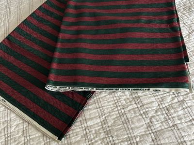 Beautiful Maroon and Forest Green Striped Upholstery Fabric