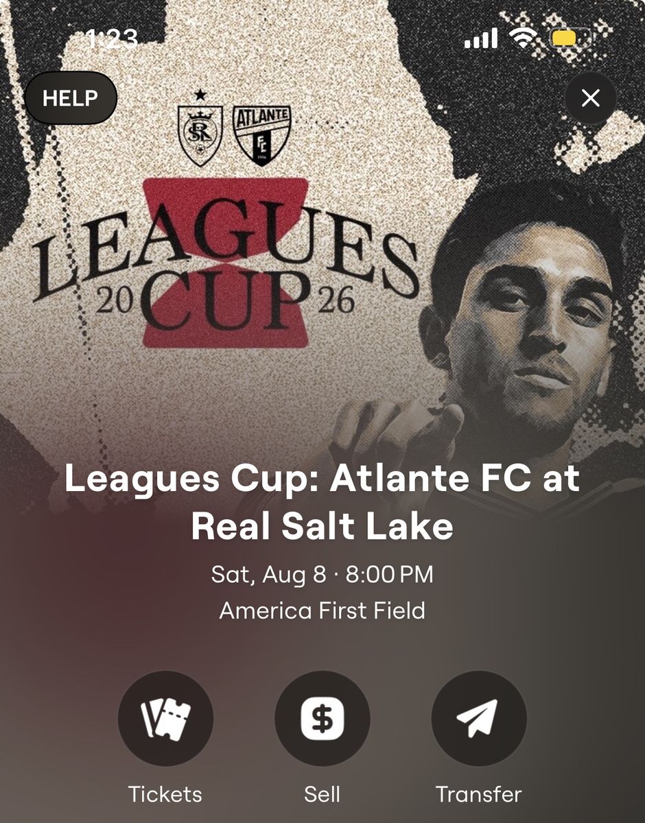 3 Tickets: Real Salt Lake vs. Atlante FC - Leagues Cup (Aug 8, Sec 4 Row P)