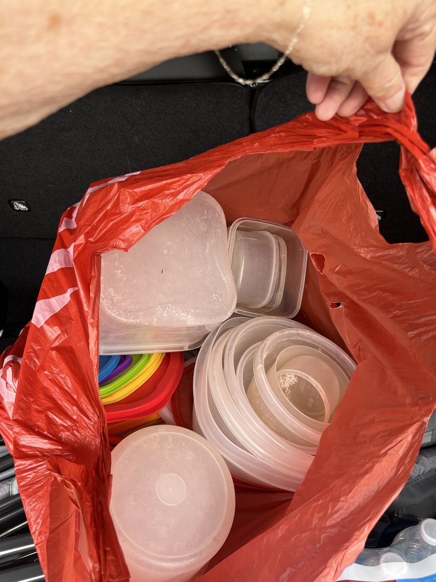 Three Large Bags Of Containers