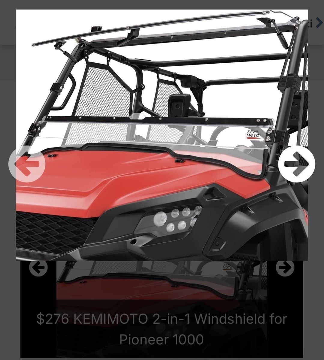 KEMIMOTO 2-in-1 Windshield for Honda Pioneer 1000, Full & Half Windshield UTV Accessory