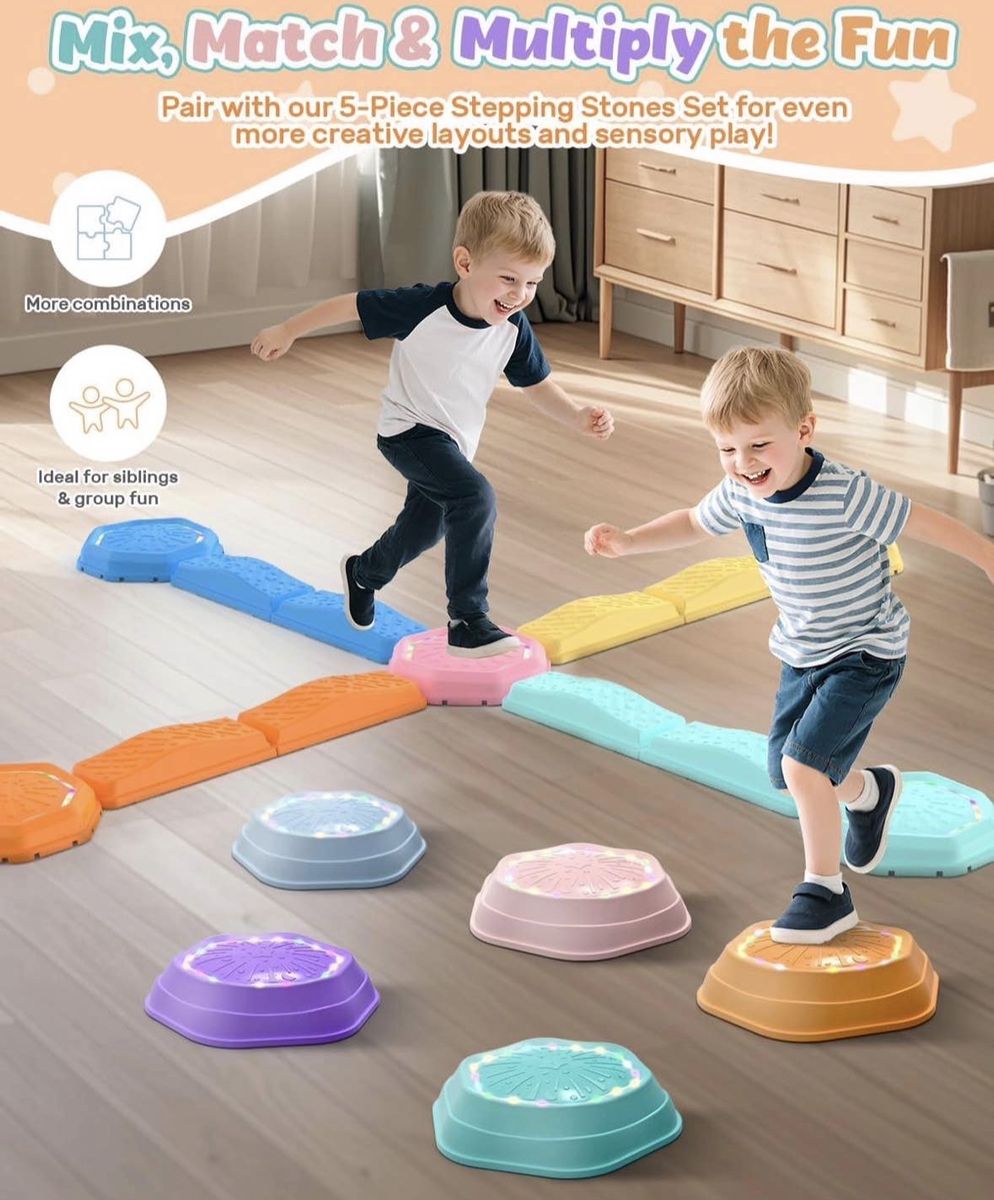 Sensory Stepping Stones Set for Kids - Interactive Balance & Coordination Play - New!