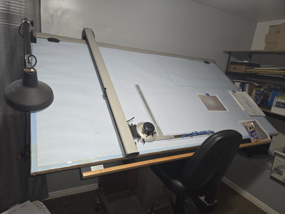 Vintage Mayline Drafting Table with Lamp & Parallel Ruler - Large Professional Workstation