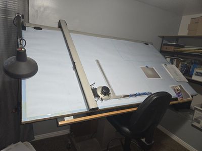 Vintage Mayline Drafting Table with Lamp & Parallel Ruler - Large Professional Workstation