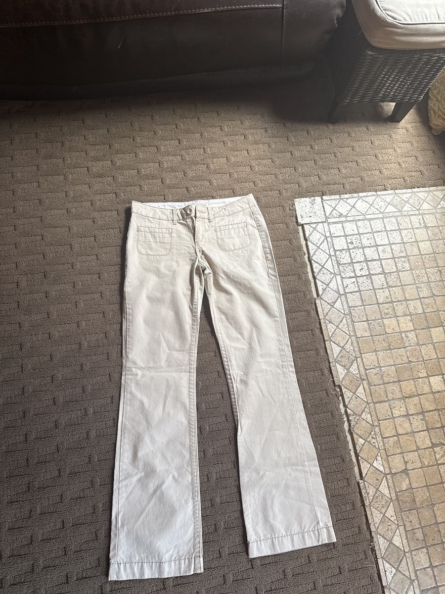 Women's Tan Khaki 100% Cotton Bootcut Flare Pants - Long, Flat Front for Casual/Work