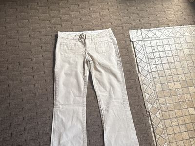 Women's Tan Khaki 100% Cotton Bootcut Flare Pants - Long, Flat Front for Casual/Work