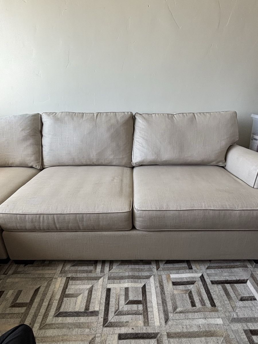 Pottery Barn PB Comfort Roll Arm Sectional – Light Linen | $999