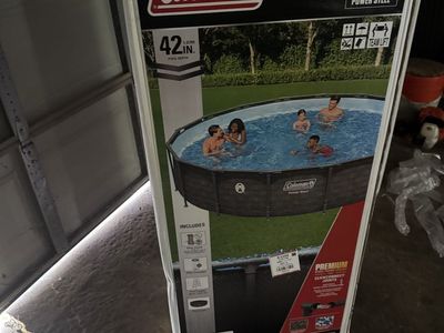 New Coleman Power Steel 16ft x 42in Round Above Ground Swimming Pool Set
