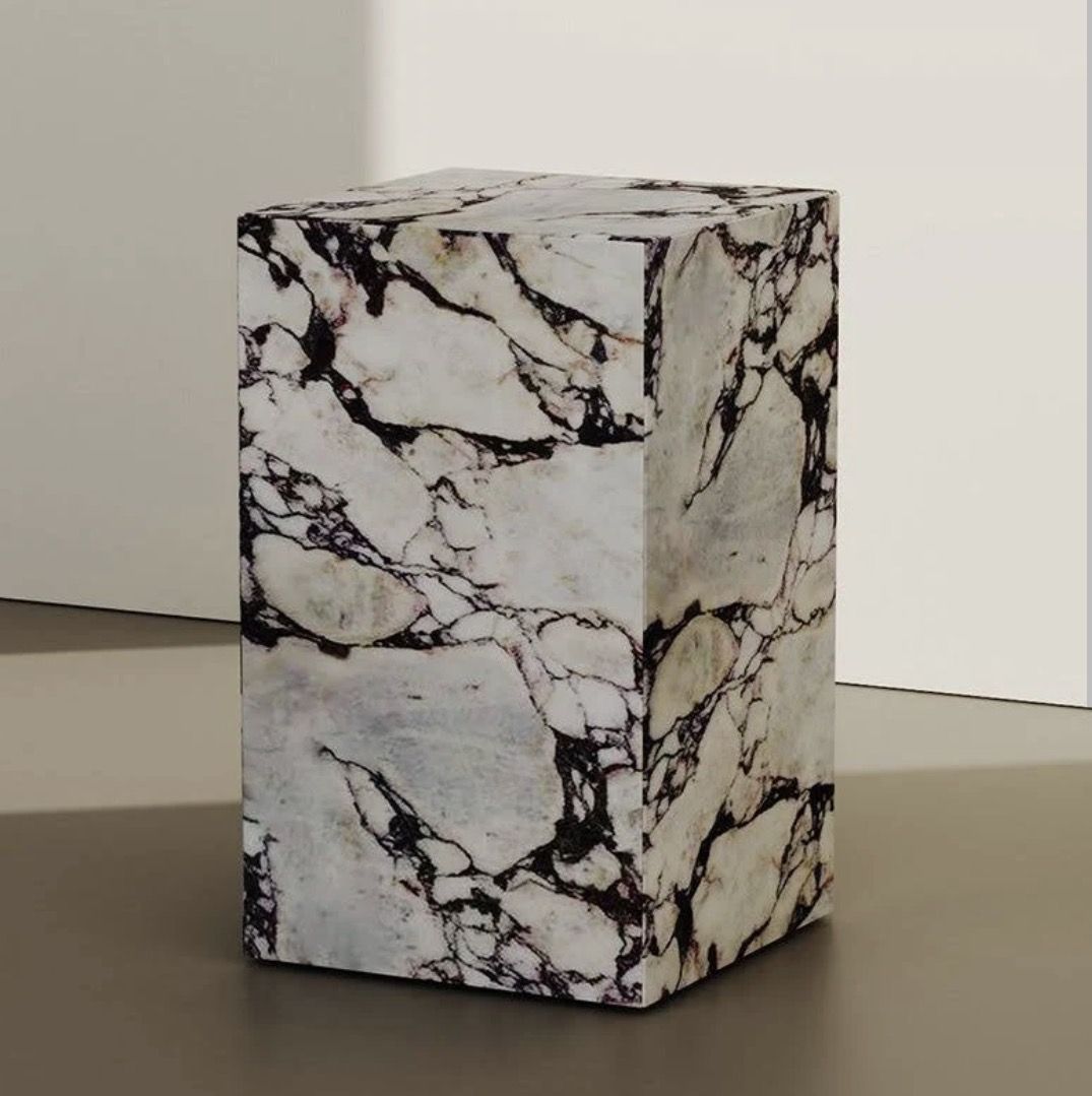 Marble Plinth Side Table - Italian Calacatta Viola