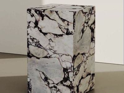 Marble Plinth Side Table - Italian Calacatta Viola