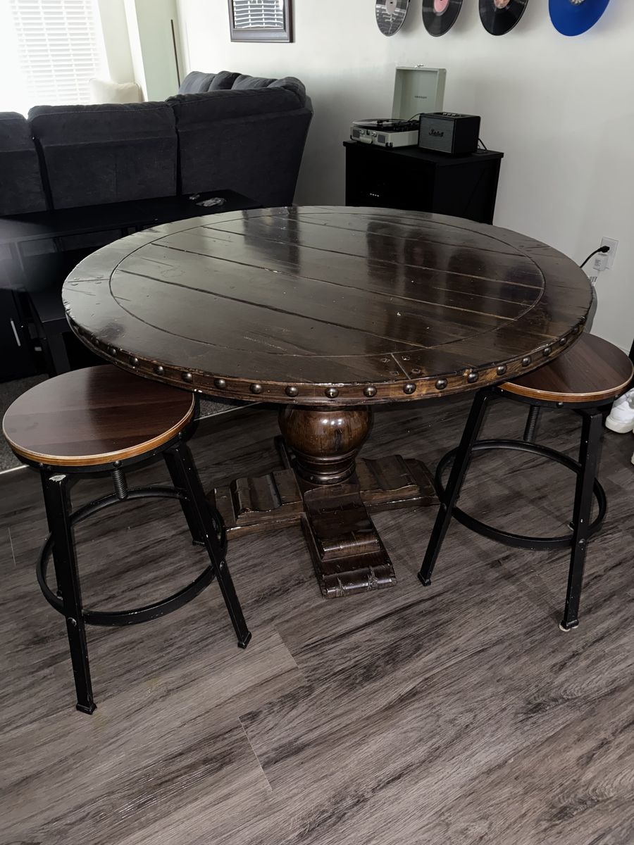 Rustic Round Entryway Table