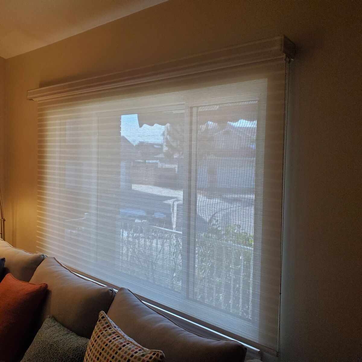 Solar Window Blind (Shade) and Valance  108" x 72"  Color is Fawn