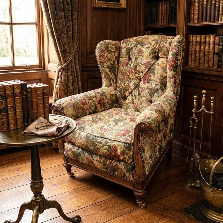 Lillian August Floral Arm Chair on Casters