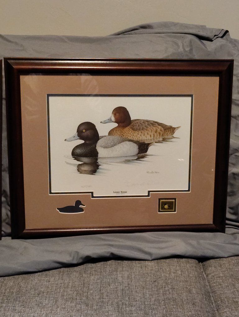 Pair Of Vintage 1981 Signed and Numbered Limited Edition Duck Prints By Robert Richert.