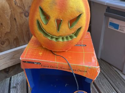 Colors of Fall Fiber Optic Light Up Halloween Pumpkin Decor with Box