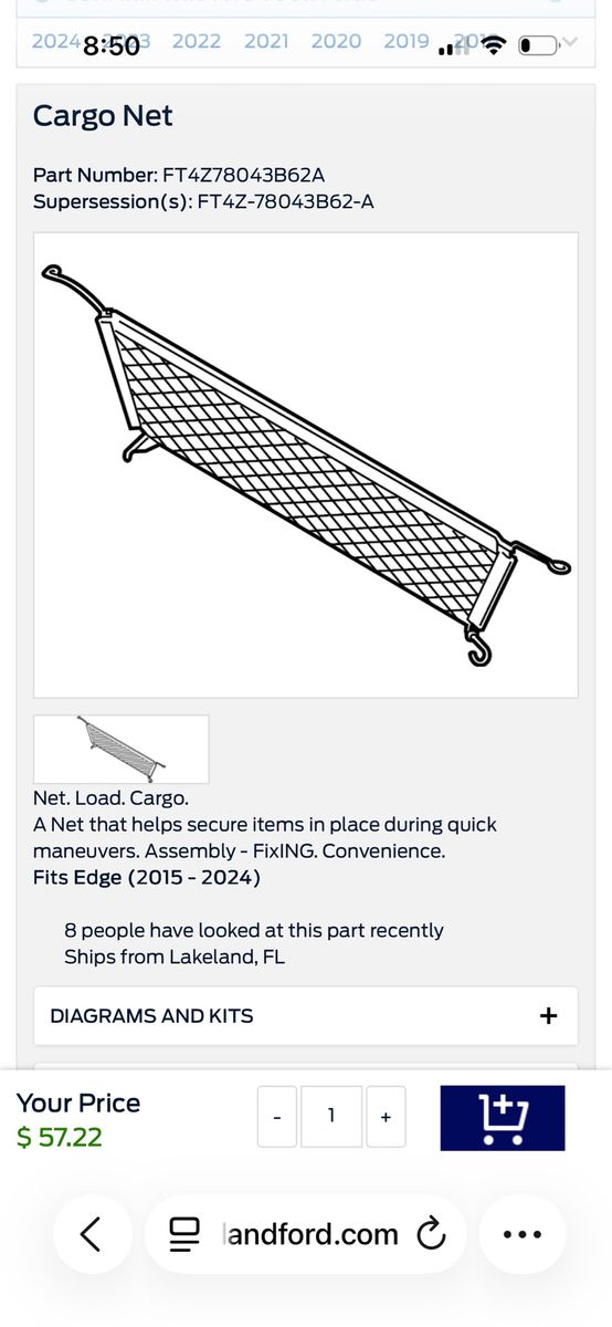 Ford Edge Cargo Net (2015-2024) - Brand new