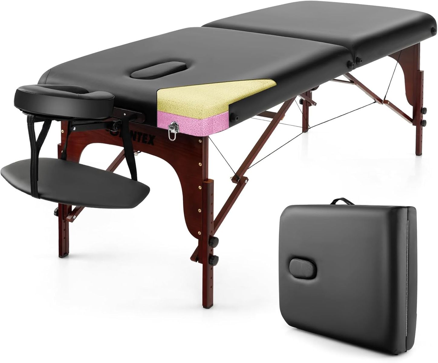 NEW Portable Massage Table 84 Inch, Folding Lash Bed with Premium Foam & Beech Wood Legs,