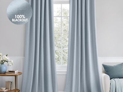 MIULEE Sky Blue 100% Blackout Curtains - 2 Panels, Rod Pocket, Light Blocking Window Drapes 52*102