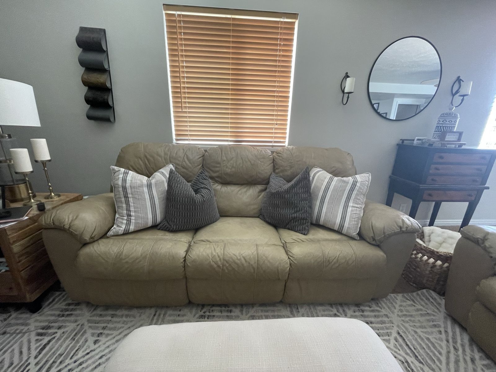 Leather reclining couch and love seat