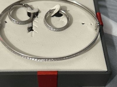 Sterling Silver Bracelet And Earrings