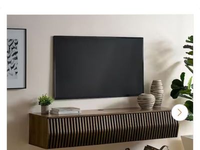 MODWAY Vaughn 64" Walnut Wall Mounted TV Stand - Mid-Century Modern Floating Media Console