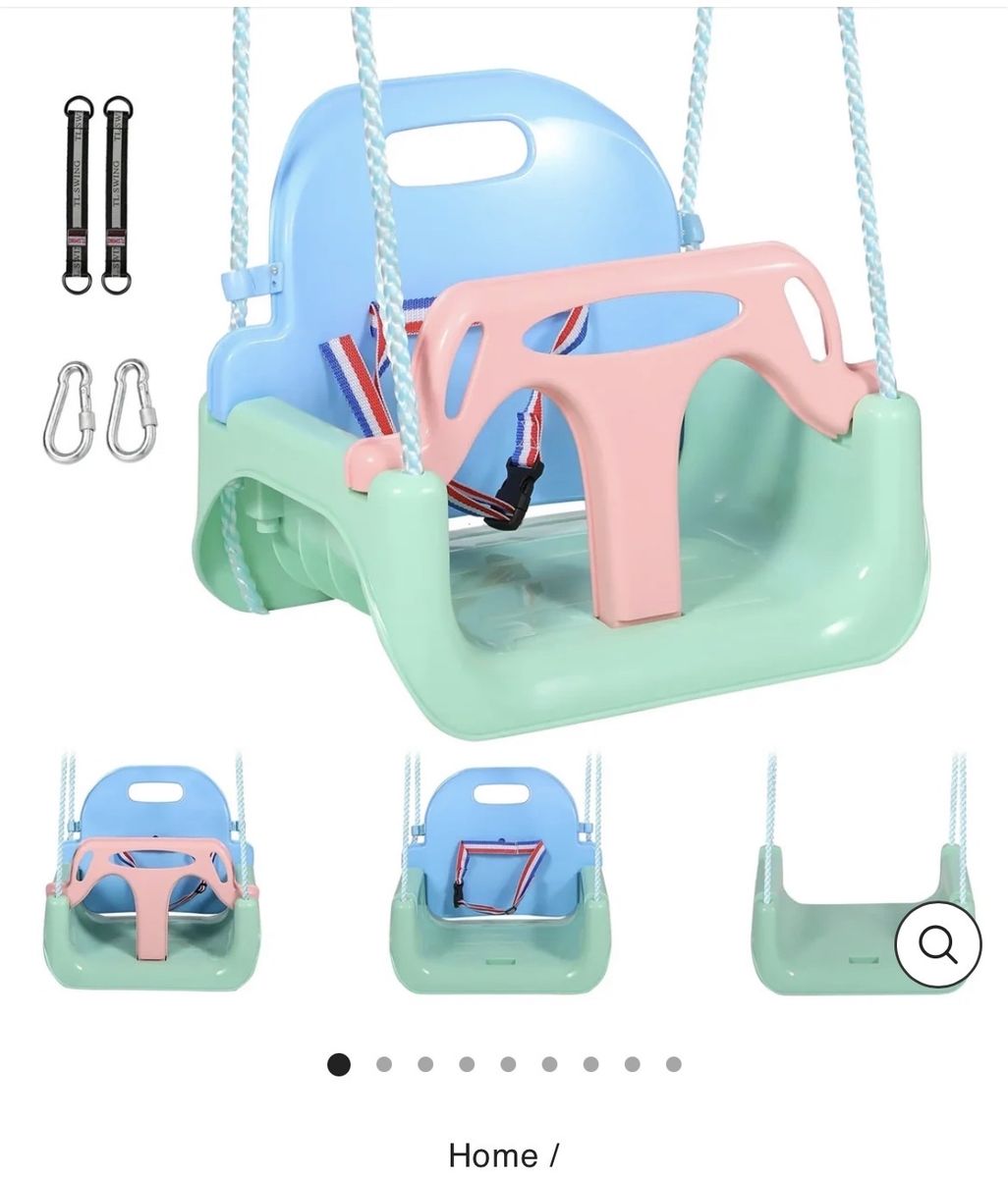 New 3 in 1 Toddler Swing Green Pink