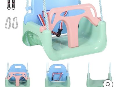 New 3 in 1 Toddler Swing Green Pink
