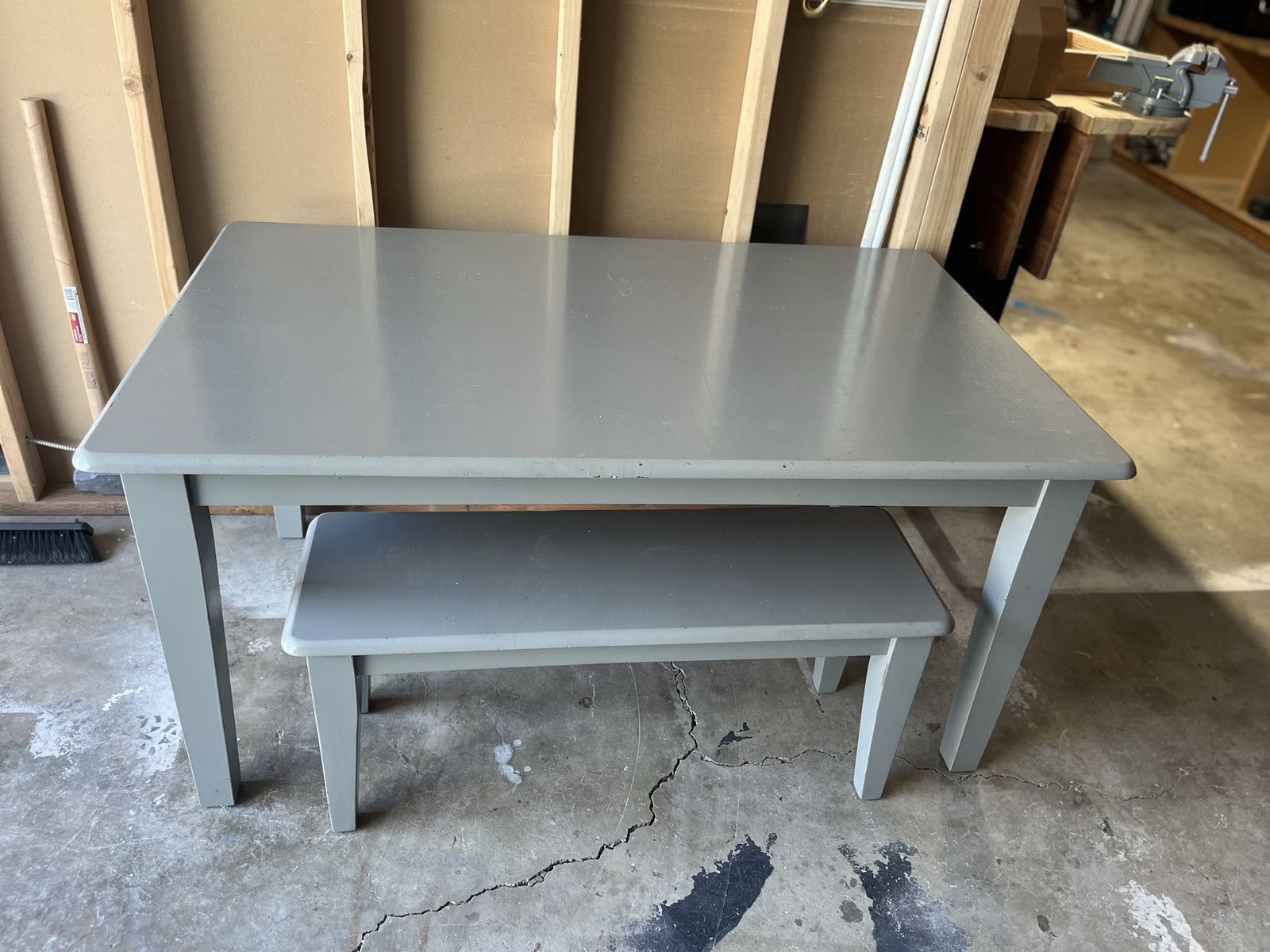 Solid Wood Table and Bench Set
