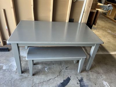 Solid Wood Table and Bench Set