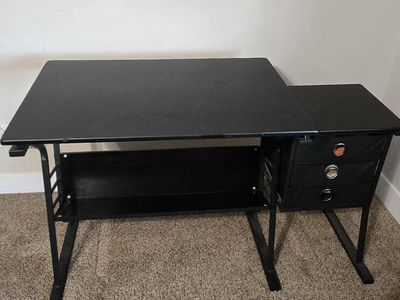 Black Adjustable Drafting Table Desk 3 Drawers