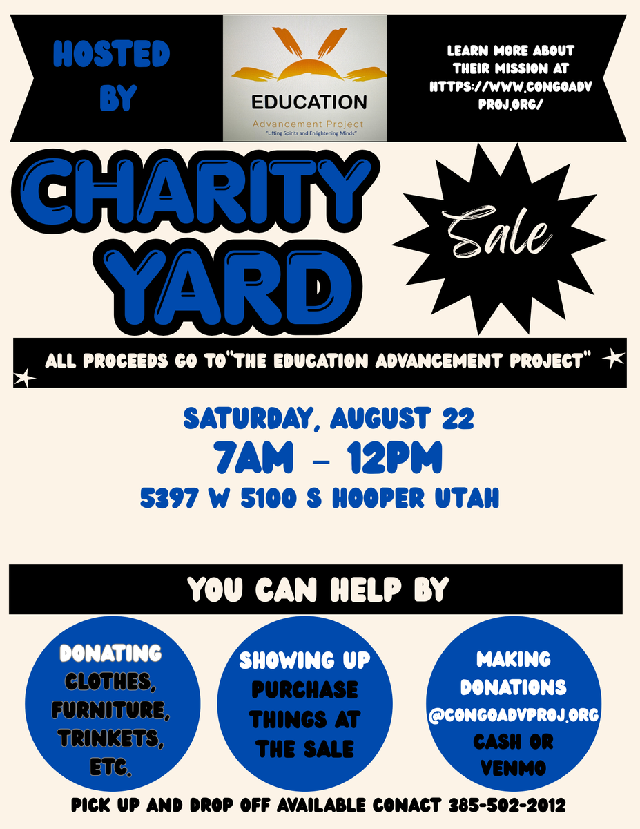 Large Charity Yard Sale Sat 8-22 7 am- 12 pm Hooper