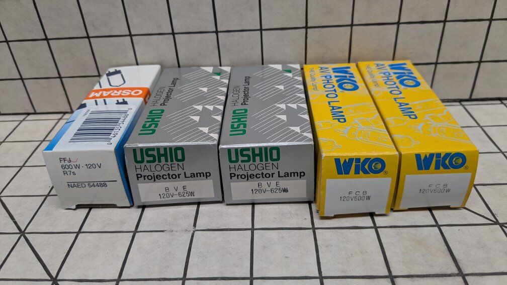 assortment of projector stage studio lamp bulbs