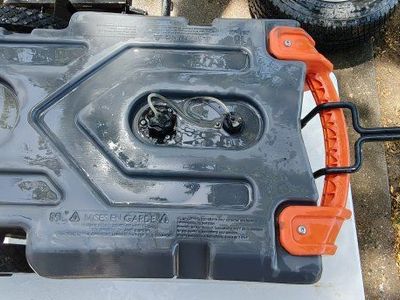 Portable 15-Gallon RV Waste Water Tank with Wheels and Handle - Gray/Orange