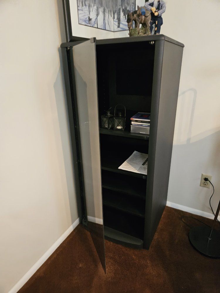 Black Display Cabinet / Bookcase with Glass Door - Adjustable Shelves