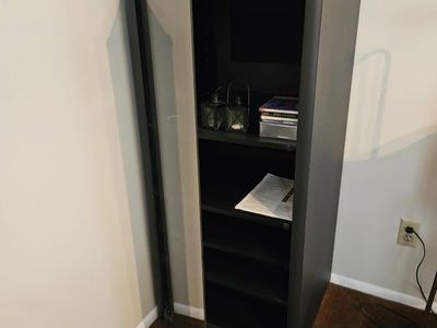 Black Display Cabinet / Bookcase with Glass Door - Adjustable Shelves