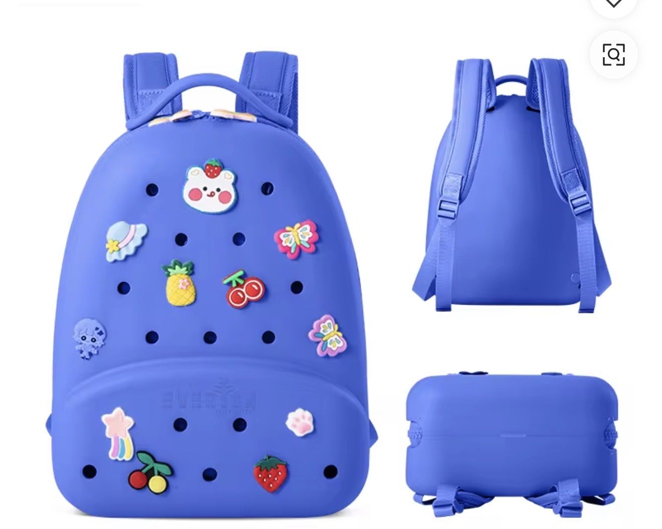 Kids Crocs Style Clog Backpack - Waterproof, Lightweight, Cute Charms Included 5 colors! Purple, Pink, Blue, Yellow, and Green!