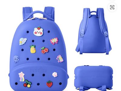 Kids Crocs Style Clog Backpack - Waterproof, Lightweight, Cute Charms Included 5 colors! Purple, Pink, Blue, Yellow, and Green!