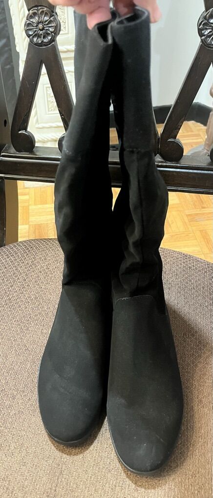 Brand New Faux Suede Black Knee High Boots