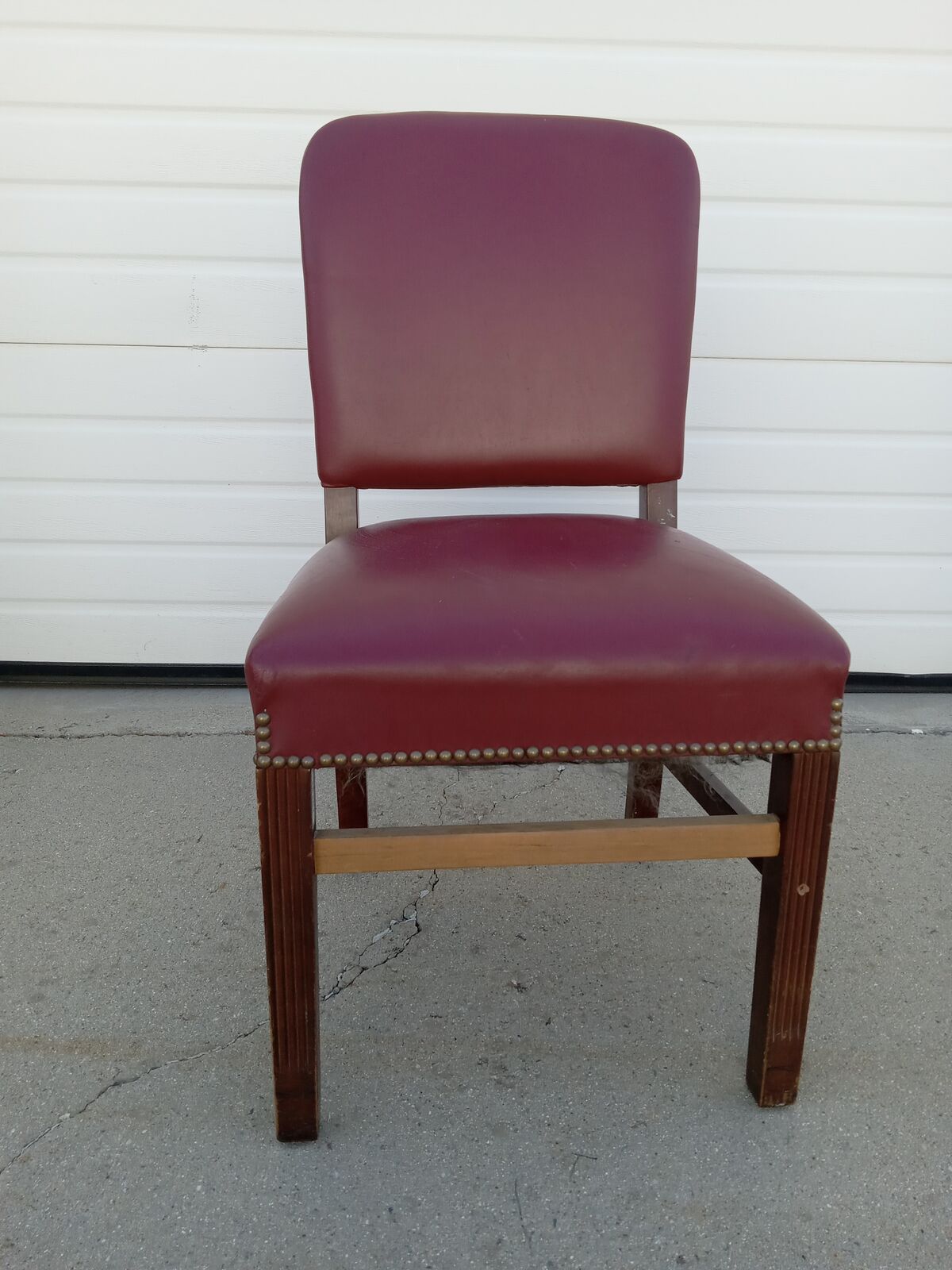 Leather and Wood Chair Maroon Office Entry Den