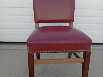 Leather and Wood Chair Maroon Office Entry Den